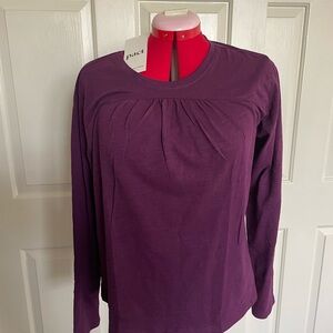 Brand new Pact women’s winter bloom relaxed gathered long sleeve top M purple